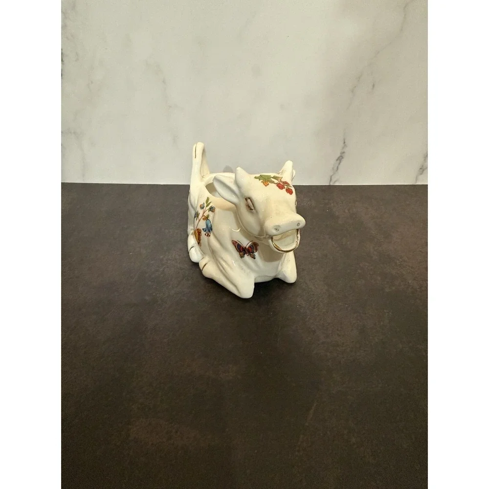 Lenwile Ardalt Artware Japan Cow Creamer Vintage White Floral Milk Coffee Tea